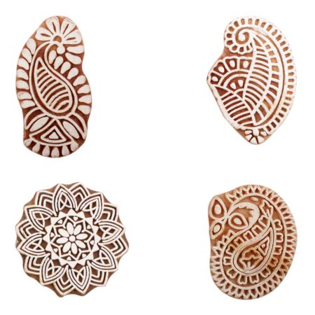 Set of 4 Piece New Mix Wooden Printing Block